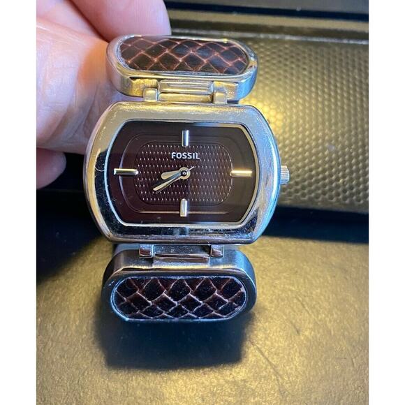 Women's Stainless Steel Fossil Watch, Leather Accents to Band, ES-2296 - Picture 1 of 3